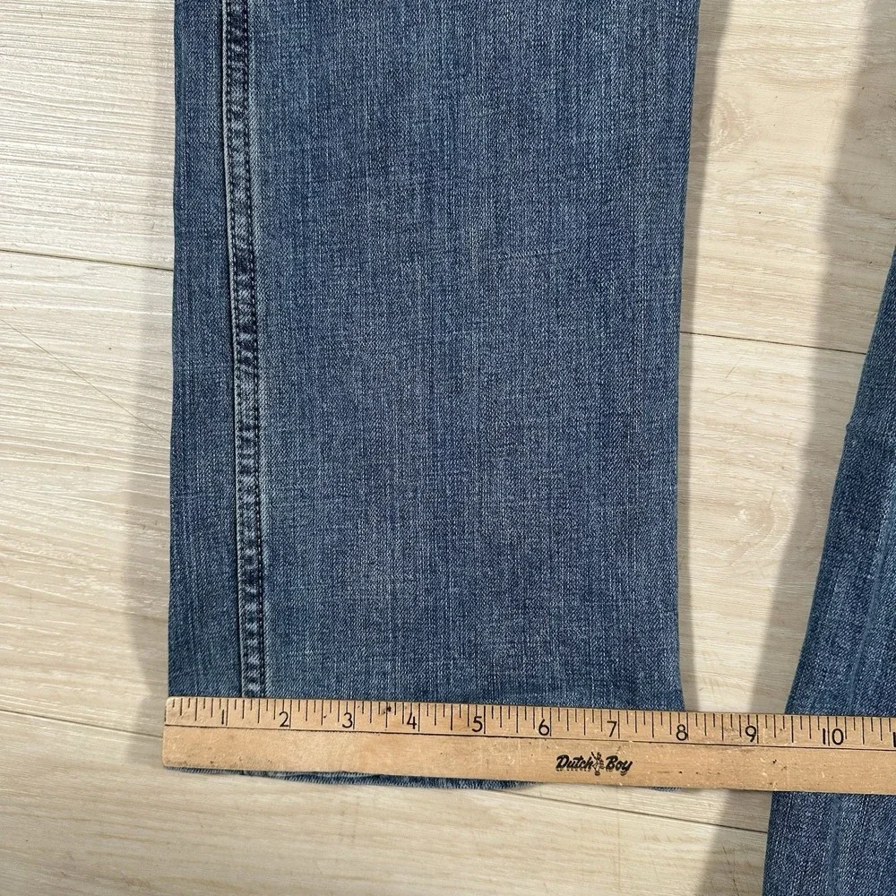 Wrangler Retro Slim Straight Jeans Mens 32x32 Blue Denim Stretch Faded 1088MWZJK